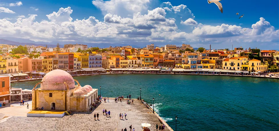 Old Venetian Port of Chania, located on the island of Crete, Greece